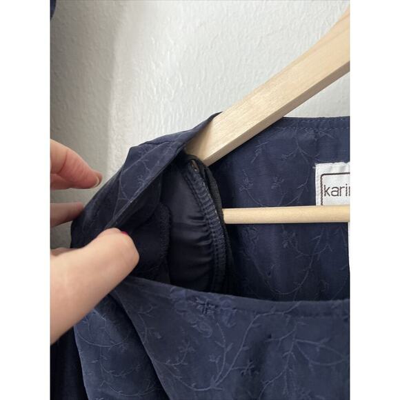 Vtg Karin Stevens set blue top maxi dress rayon sz 6 modest career 90s y2k - Picture 6 of 9